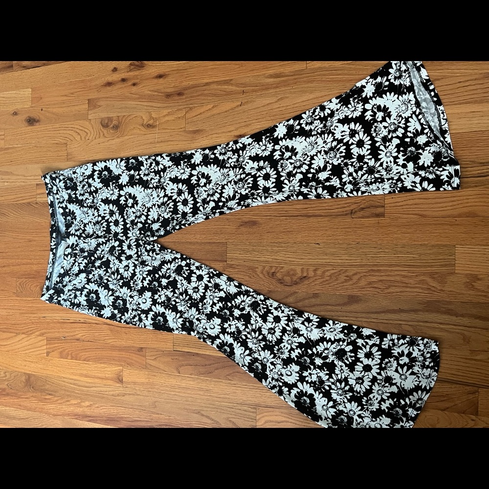 Black and white flower child pants
